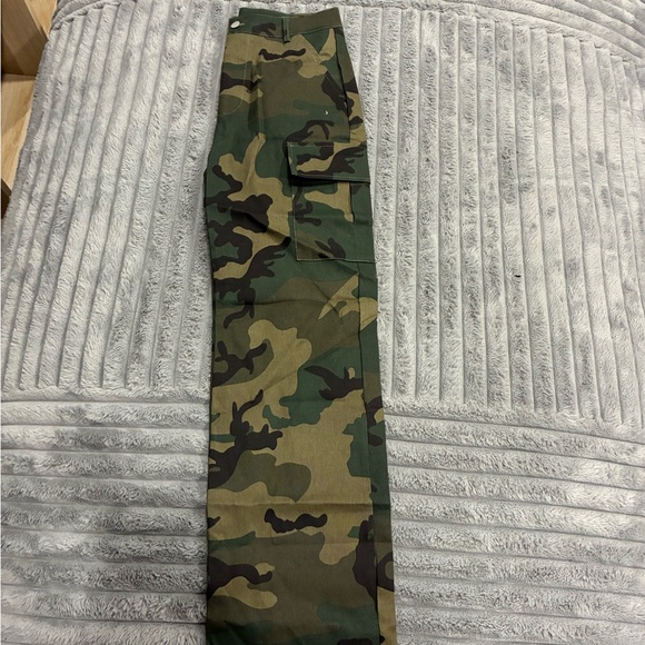 Camo Cargo Pants High Waisted Army Fatigue Green XS - Picture 3 of 5